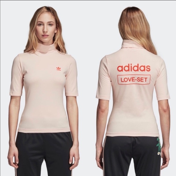 adidas Tops - adidas originals Love Set pink high neck tee sz
